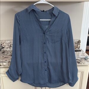 The limited. Blue and cream Chevron Blouse